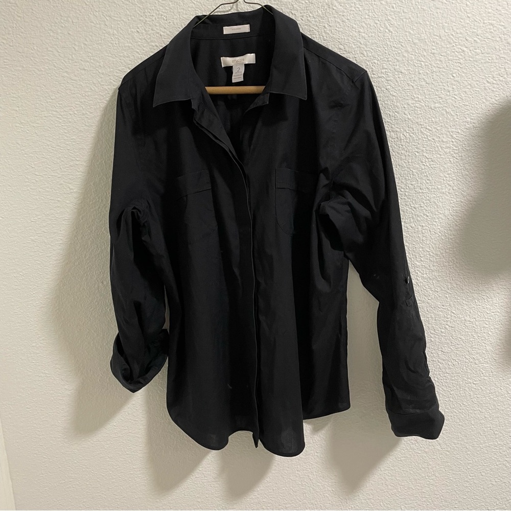 Chicos women’s Black Button-Up no iron dress shirt
